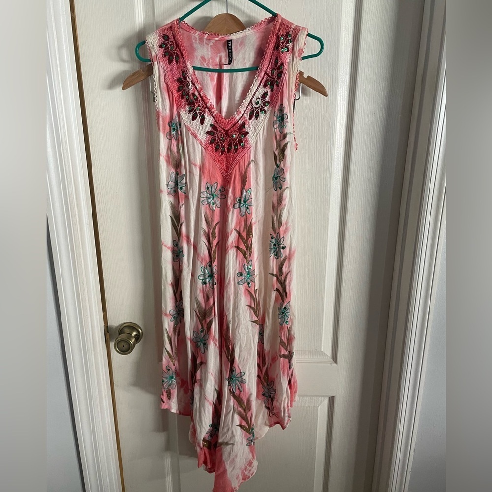 TRUE ROCK Pink‎ and White Floral Sleeveless Mini Dress